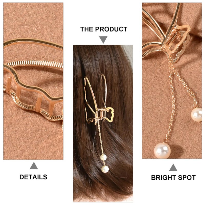 Pearl Tassel Alloy Hair Claw Clip for Women Elegant Styling Daily Use - Image 3